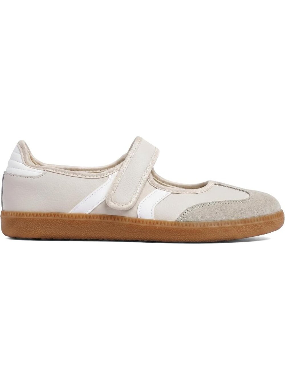Women Beige White Faux Suede Slip On Ballet Flats Walking Retro Fashion Sneakers